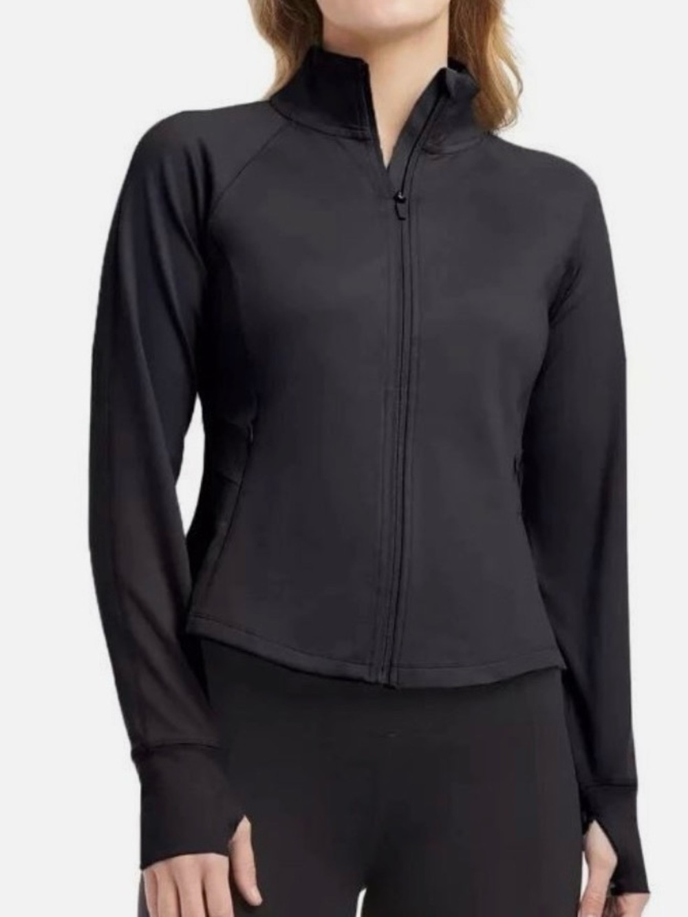 Jockey Women’s Black satin stitch Yoga Full Zip Jacket-size S